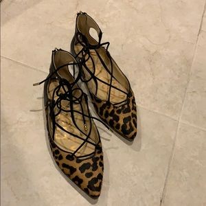 Chic Sam Edelman leopard print lace up flats